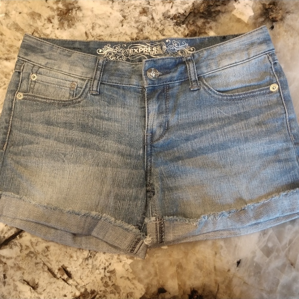 Express cuffed jean shorts